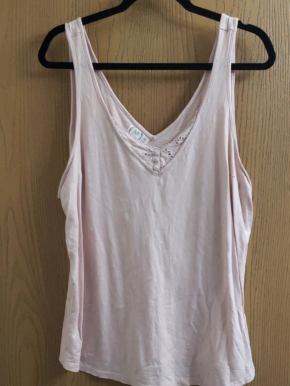 Maurices Pale Pink Lace-Trim V-Neck Tank